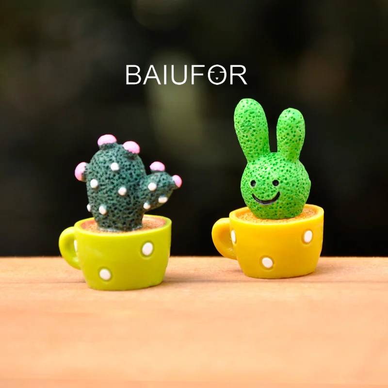 Миниатюрный милый мини горшок BAIUFOR 4 шт. мультяшный кактус суккуленты Кукольный