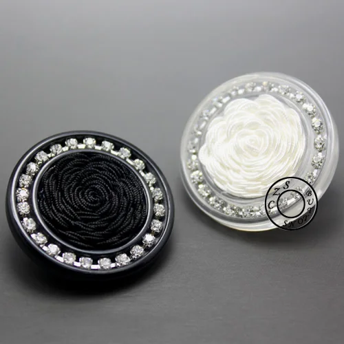 

Free Shipping 34mm 3pcs/lot Super Quality Black and White AAA Rhinestones Decorative Button Round for Mink Coat