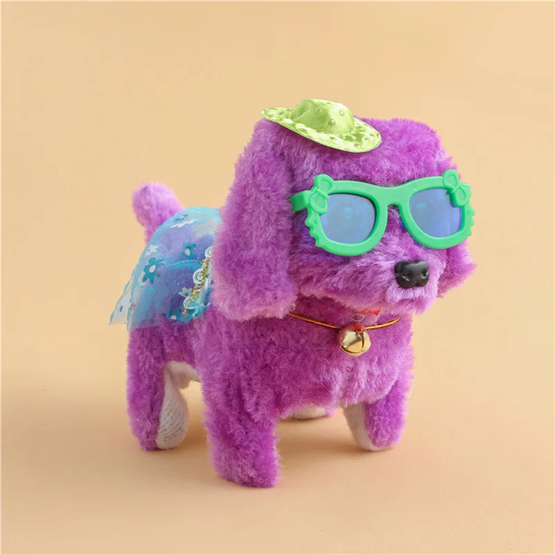 purple Электронные Собаки интерактивные электронные домашние животные Робот Игрушки лай стенд Walk игрушка собака с очками для детей подарки на день рождения - Цвет: purple
