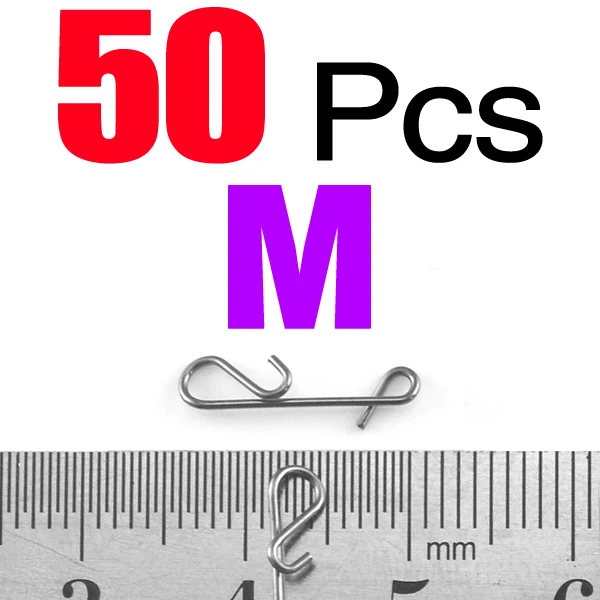 MNFT 50 шт./упак. оплетка без узловой разъемы рыболовную леску Разъем Рыбалка баррель шарнир аксессуар рыболовные снасти инструмент приманки комплект - Цвет: 50PCS M