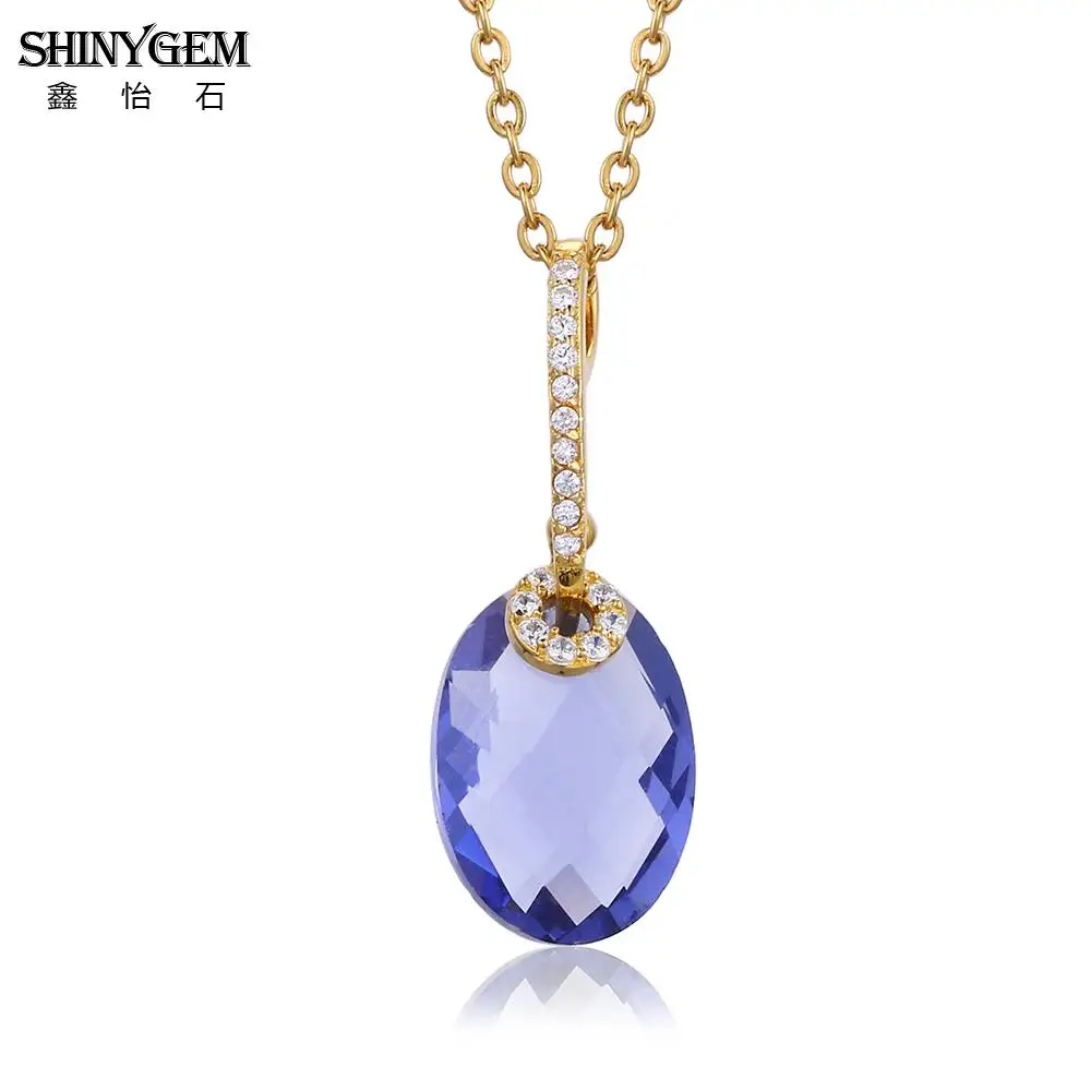 ShinyGem модное синее ожерелье с фиолетовыми стразами овальные граненные