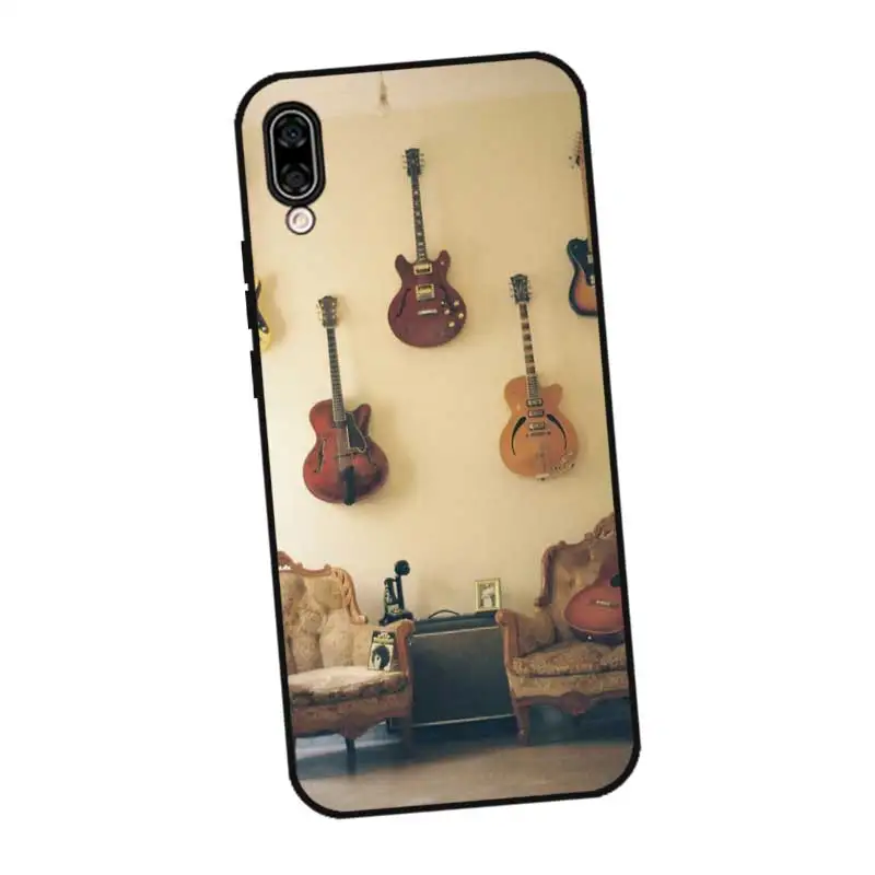 P076 Guitar Black Silicone Case Cover For Huawei Honor 8C 8X 9 10 20i V10 V20 Note10 Max Lite Magic2 |