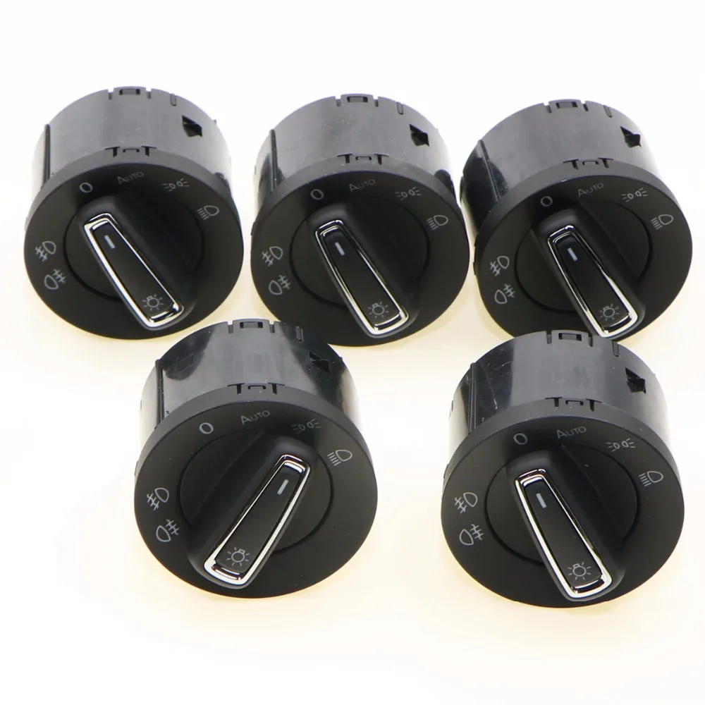 5 шт. натуральная хром Управление автомобилей головной светильник лампы Ручка