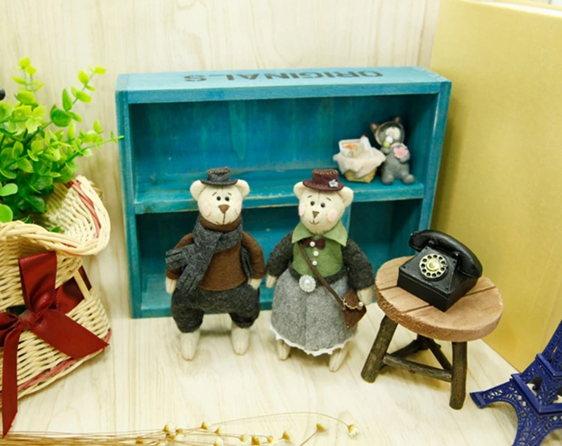 Милый плюшевый мишка Семья кукла Войлок DIY Материал посылка сладкий ручной работы Войлок орнамент для аппликации украшение дома для спальни