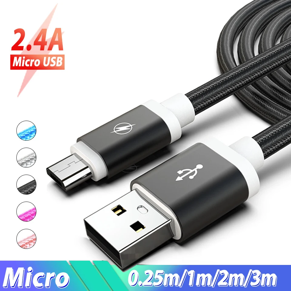 Usb Android кабель Micro 3 м 2 1 5 25 см зарядного устройства для сотового телефона провод Kabel