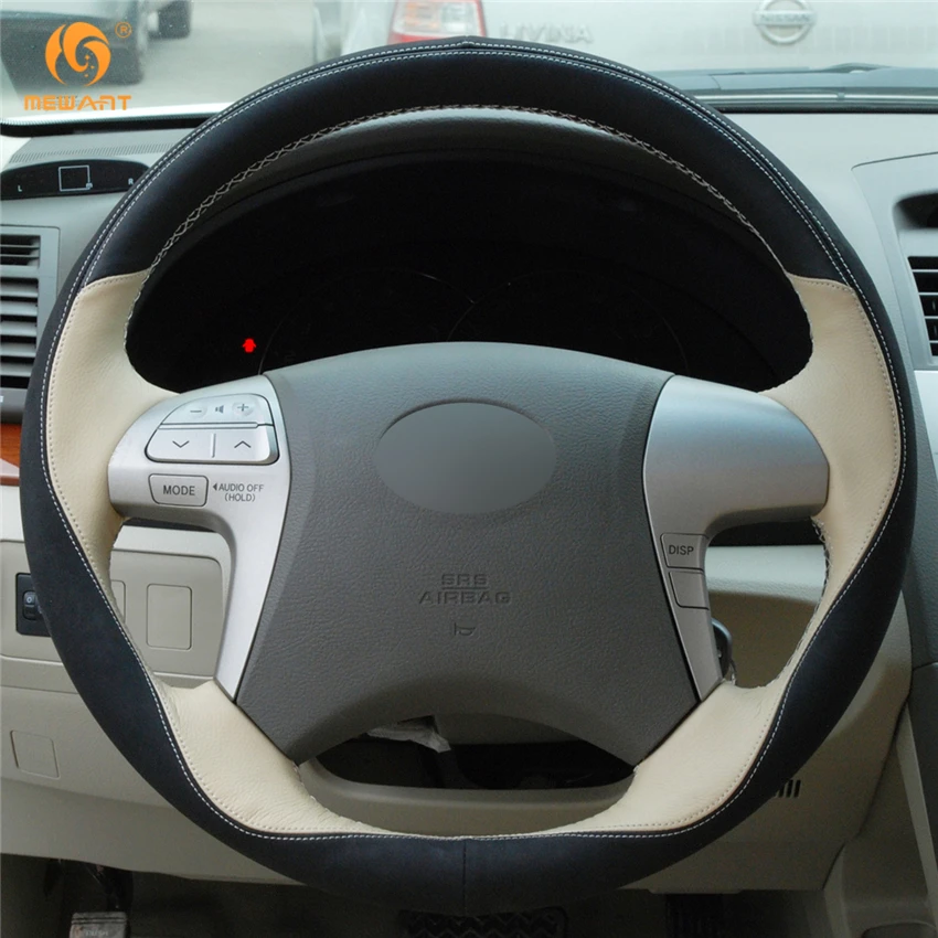 MEWANT черный бежевый кожаный замшевый цвет для Toyota Highlander 2009 2014 Camry 2007 2008 2010|car steering