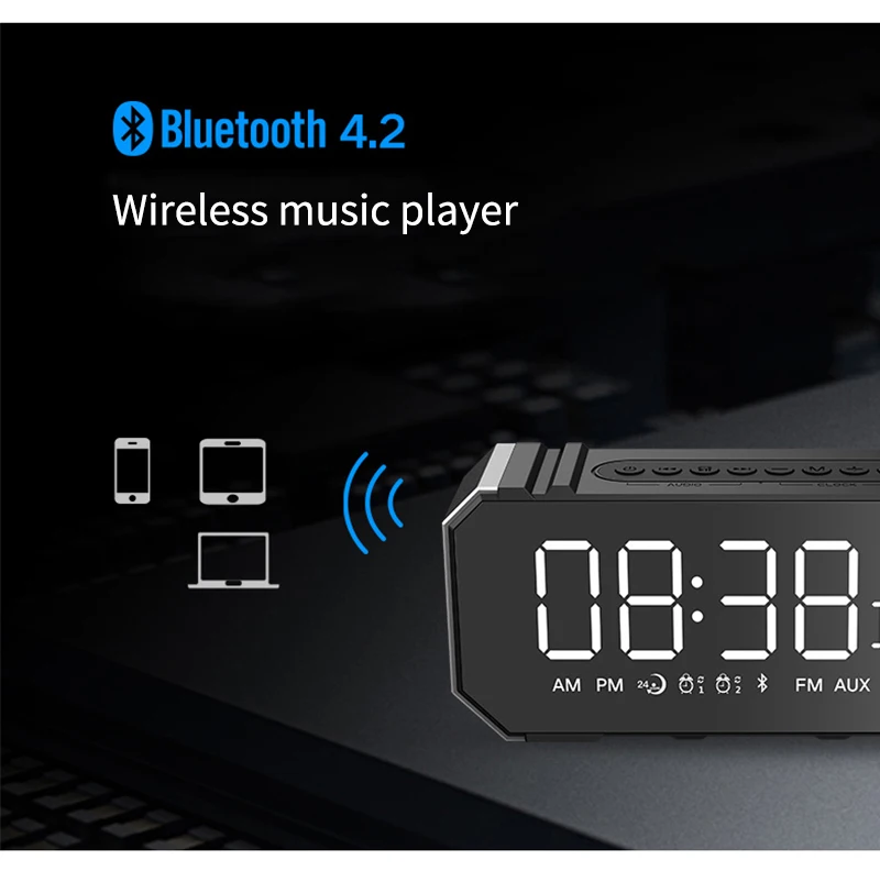 DG1000 беспроводной Bluetooth динамик светодиодный жидкокристаллический дисплей будильник с динамиком 2400 mahwith Mic Громкий динамик для IOS Android