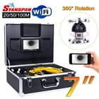 Видеокамера SYANSPAN для обследования труб с Wi-Fi 7 дюймов, промышленный эндоскоп для канализации с поддержкой AndroidIOS, вращение на 360, 20-100 м