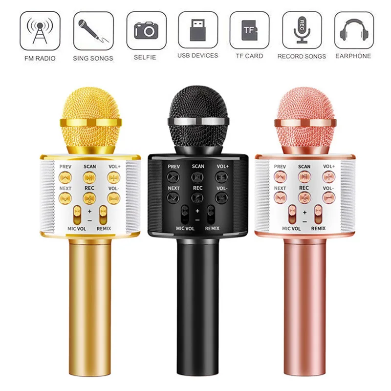 Новый беспроводной ручной микрофон для караоке с Bluetooth микрофоном и динамиком
