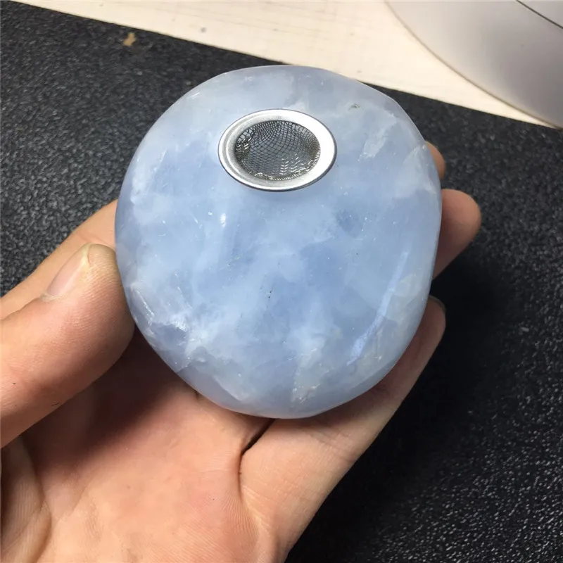 Природный bluestone эллиптический Кристалл трубы кварцевые точки держатель для