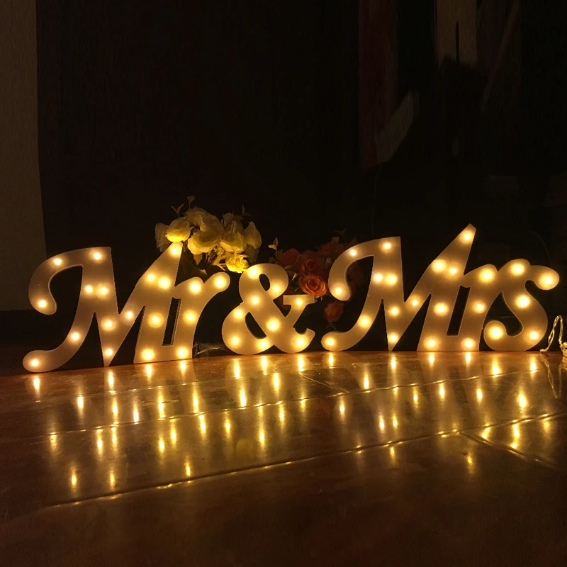 Свадебные светодиодный светильник для письма &quotMR &amp MRS&quot свадьба и ночник