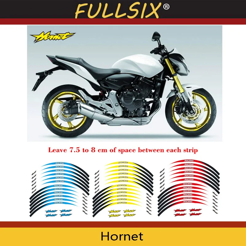 

Motorcycle front&Rear Edge Outer Rim Sticker Wheel Decals Reflective waterproof 17inch stickers For Honda Hornet