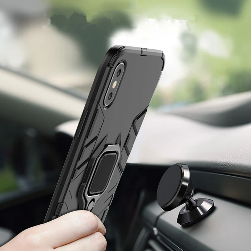 For Redmi 6 Pro Note 4 4X 5 Armor Case Luxury Magnetic Car Metal Ring Holder Stand Cover for Xiaomi Mi 8 6X 5X Max 3 | Мобильные