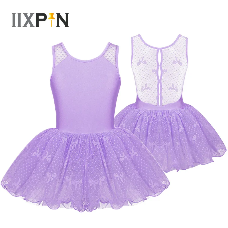 

IIXPIN tutu ballet costume Kids Girls ballerina Dress Sleeveless Floral Lace Back Ballet Dance Gymnastics Leotard Tutu Dress