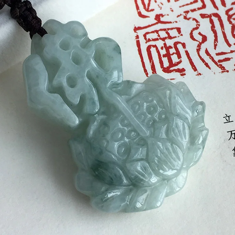 

Drop Shipping Lotus Buddha Burma Jadeite Pendant Lucky Amulet Fo-Flower Jade stone Necklace Fine Jewelry