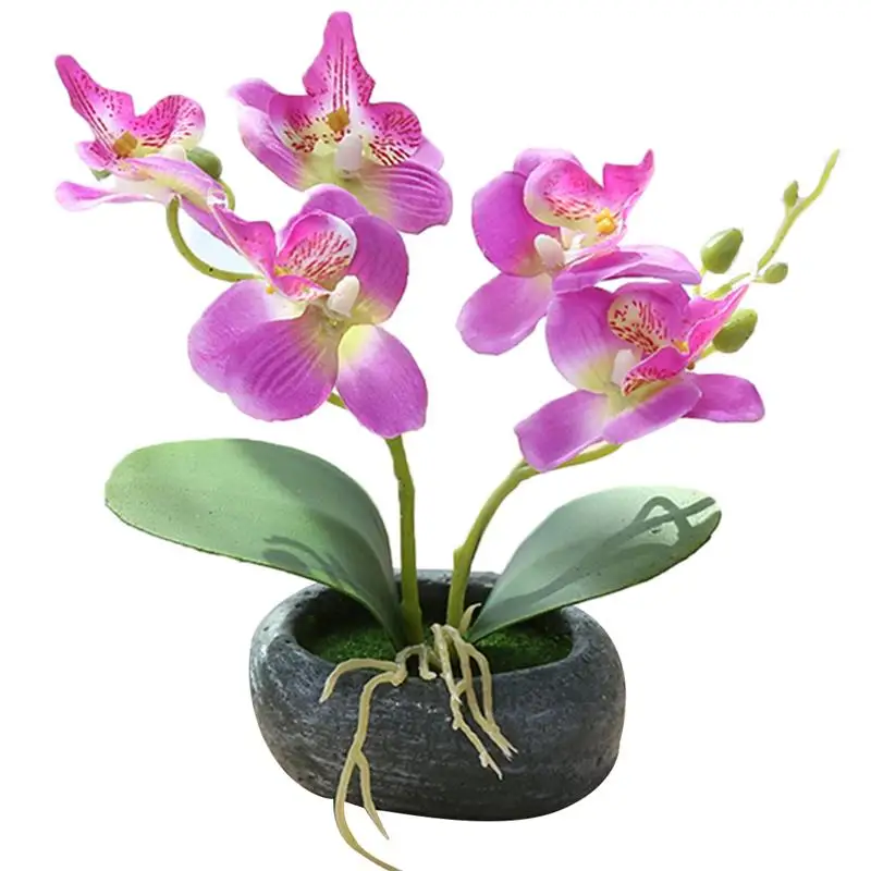 Artificial Potted Flower Moth Orchid Potted Plant Bonsai Trigeminal Festival Home Party Garden Wedding Fake Flowers Decorations