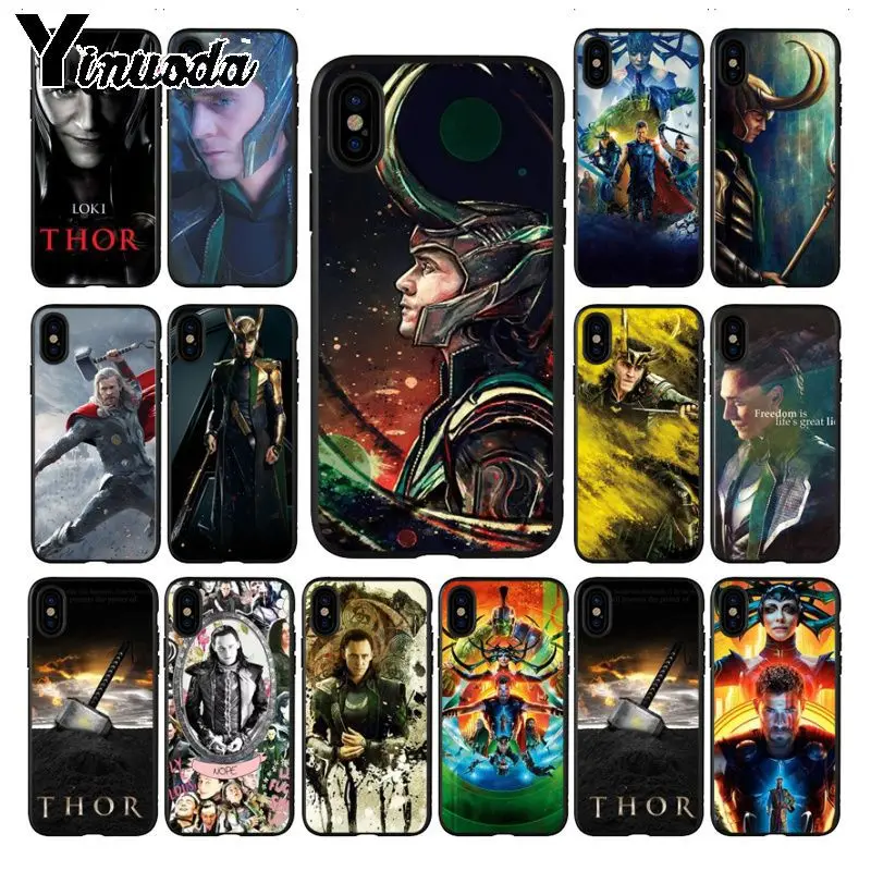 Умный чехол Yinuoda Loki Thor черный мягкий для iPhone 5 5Sx 6 7 7plus 8 8Plus X XS MAX XR