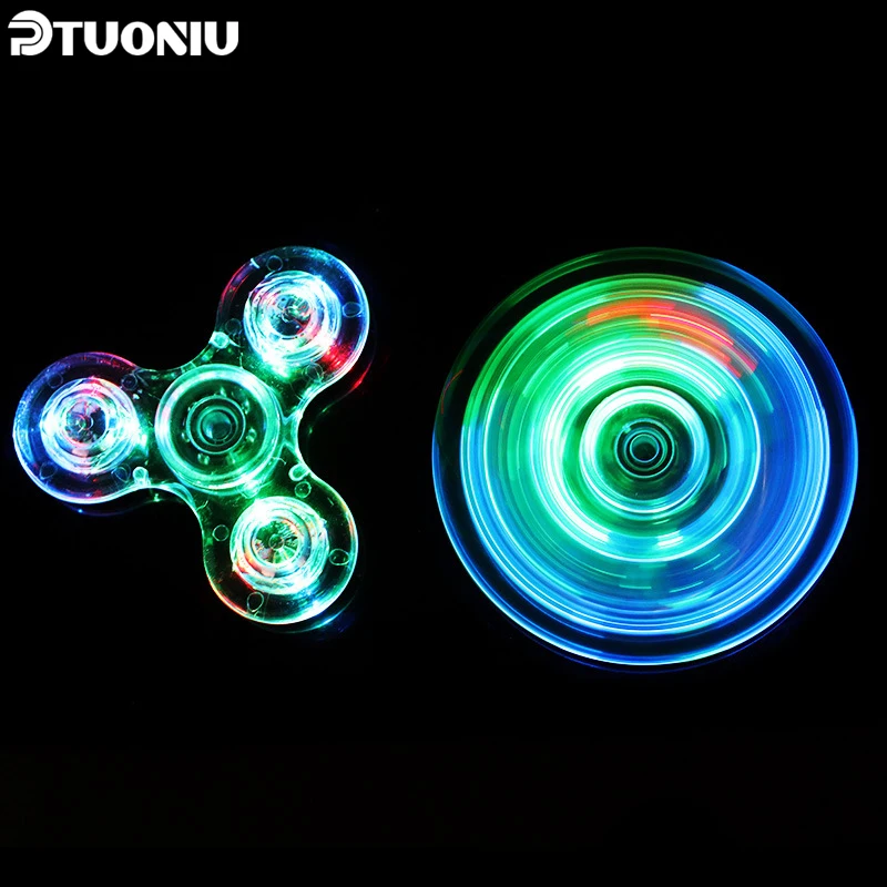 Встряхивание света Fidget finger Spinner красочное освещение для аутизма и СДВГ