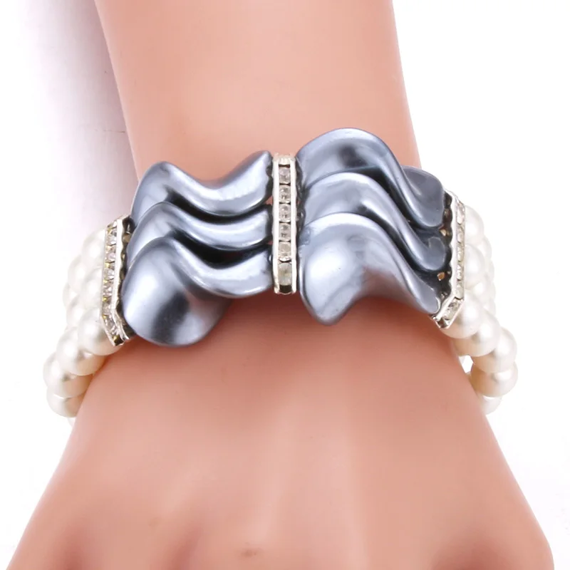 Женские эластичные браслеты 3 нити жемчужные стразы|Браслеты с шармами| |