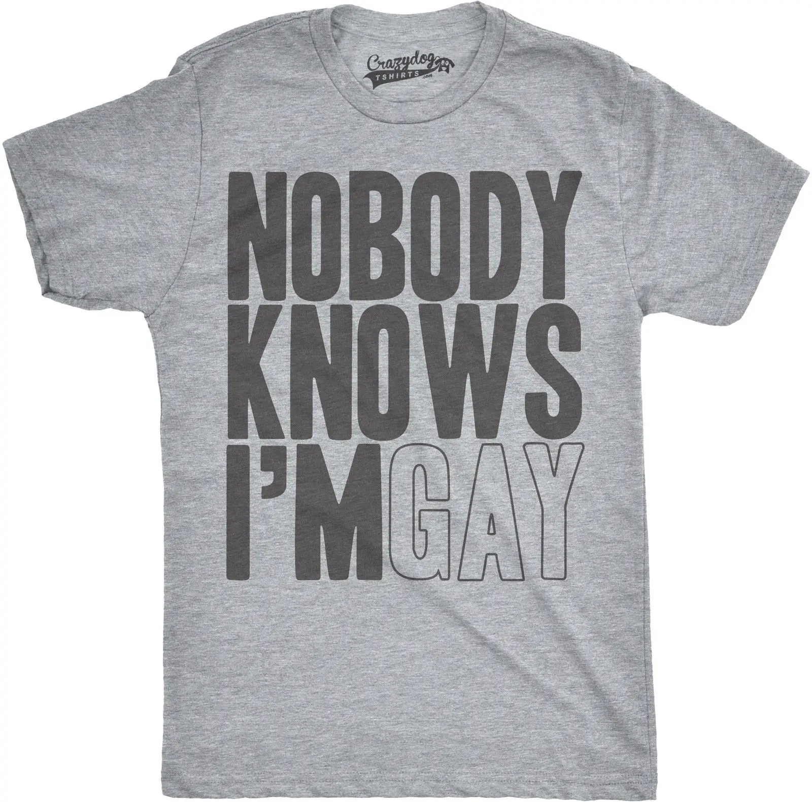 Мужская футболка с надписью Nobody Know Im Gay Funny Pride LGBT Community (серый цвет) хлопковая