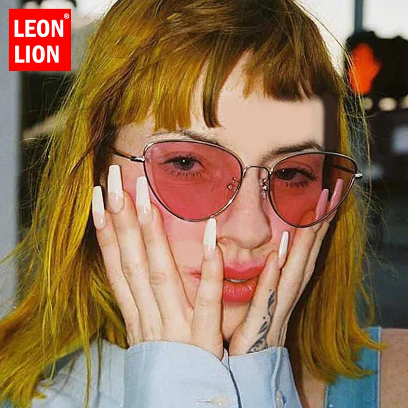 LeonLion 2021 винтажные металлические кошачьи очки женские ретро классические уличные