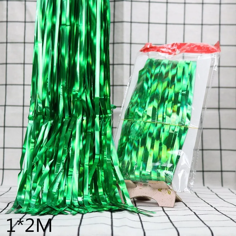 2M green 2 м 3 м золотой серебряный металлик Блестки из фольги бахрома занавес День Рождения украшения свадьбы фотографии фон занавес фото реквизит - Цвет: 2M green