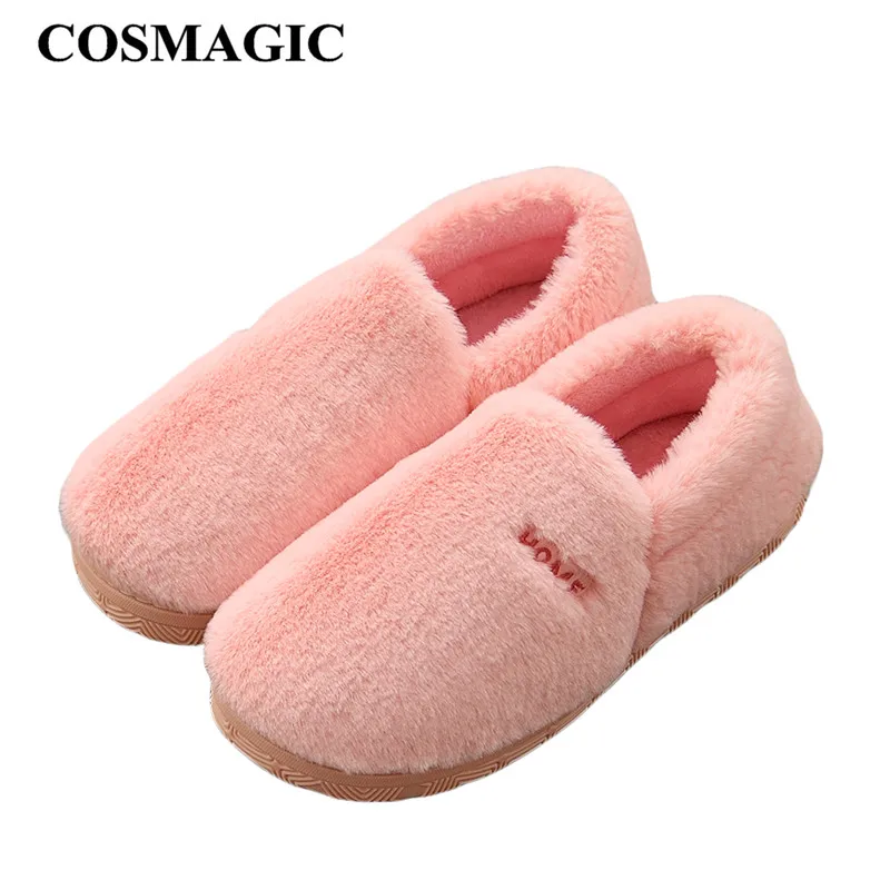 COSMAGIC/Новинка 2019 года женская зимняя обувь меховые мокасины тапочки нескользящие