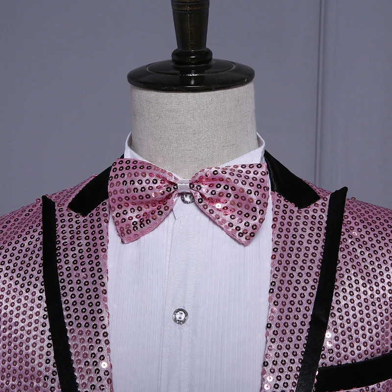 Мужской певец и ведущий модный пиджак одежда для выступлений фиолетовый розовый