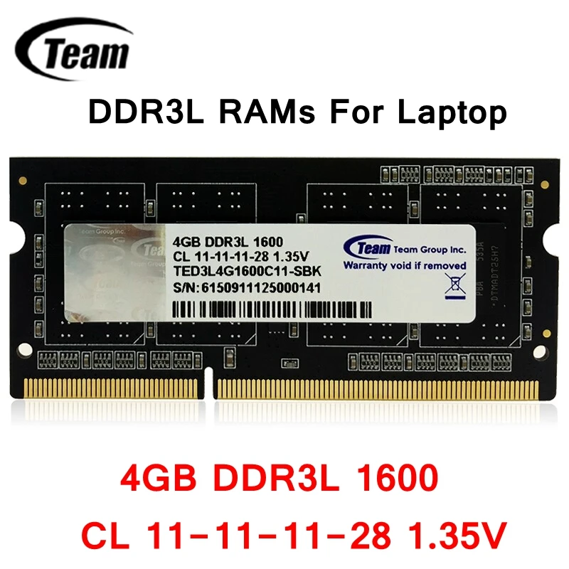 Team Group Team DDR3L ноутбук ОЗУ 4 ГБ 8 ГБ 1600 МГц 204pin CL 11-11-11-28 1,35 в Высококачественная память для ноутбука