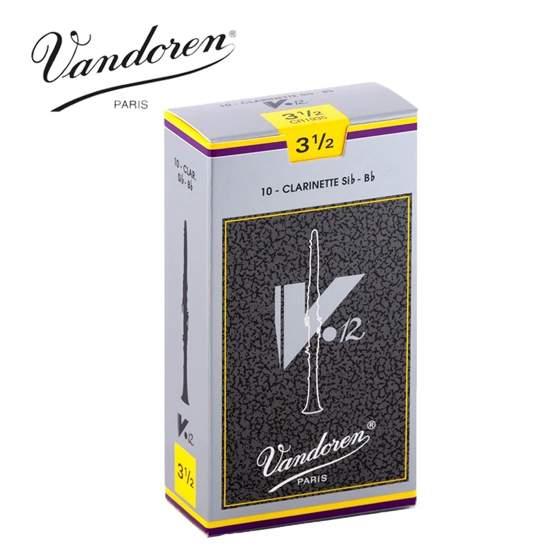 Lengüetas para clarinete Vandoren V12 Bb originales de Francia, Lengüetas para clarinete/clarineta, fuerza 2,5 #, 3 #, 3,5 #, caja de 10