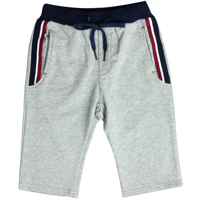 

Summer Boys Short Trousers Embroidered Gray pants with pocket elastic waistband KTJX J1