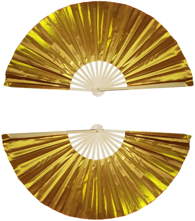 Двусторонний кунг фу веер из магнолии золотистого цвета для боевых искусств