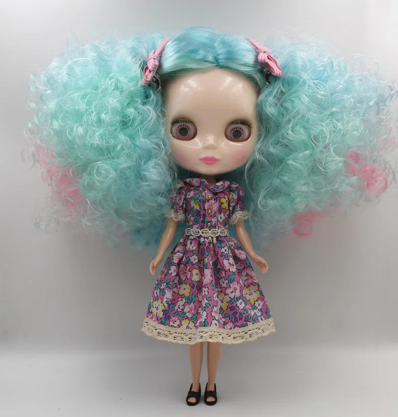Блит куклы зеленый Синее и красное цвета вьющиеся волосы ню регулярные тела 1/6 7