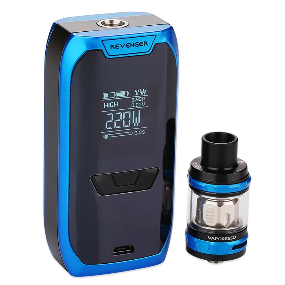220 Вт Vaporesso Мститель TC комплект W/2 мл NRG мини-бак и OLED 0,96 дюймовый дисплей без 18650 батареи Vs Vaporesso Люкс/Swag 2