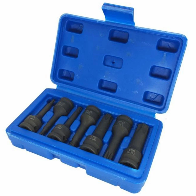 SHGO HOT-7 Pcs Impact Socket Bits 3/8 Inch Driver Metric Star Torx Hex Spline Ratchet Screwdriver Bit Set Tools | Инструменты