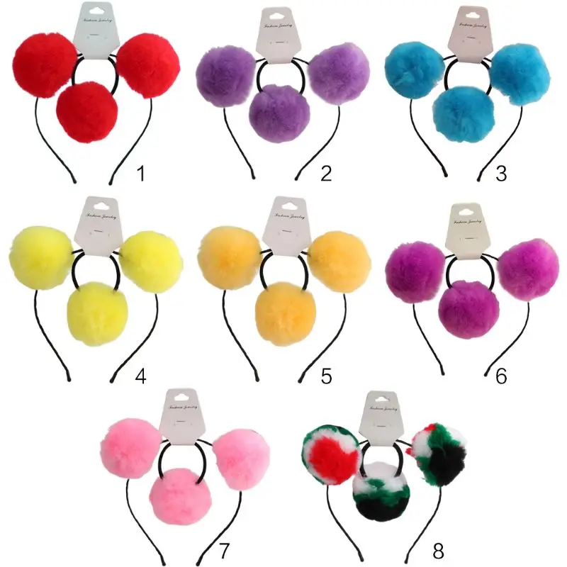 Детская Милая пушистая Большая головная повязка с помпоном милая заколка для