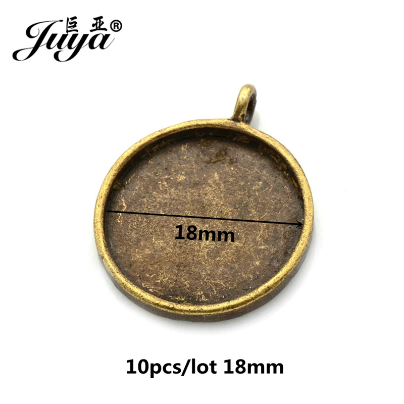 Bronze JUYA 10 шт./лот, подвеска из цинкового сплава, пустая Камея, кабошон, Базовая установка для DIY, ожерелье, подвеска, ювелирные изделия, принадлежности для изготовления - Цвет: Bronze