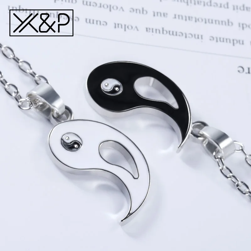 X &amp P Мода сплетни Инь Ян комбинированный черный белый кулон ожерелье для женщин