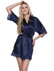 Сексуальный Свадебный халат, женский короткий атласный халат невесты, кружевное шелковое кимоно, банный халат, летняя Пижама для невесты размера плюс пеньюар