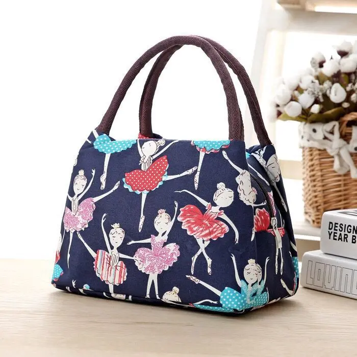 Простая Холщовая Сумка для обеда для женщин, Термосумка для еды, пикника, сумки для обеда для детей, сумка-холодильник для девочки, сумка для обеда - Цвет: 01