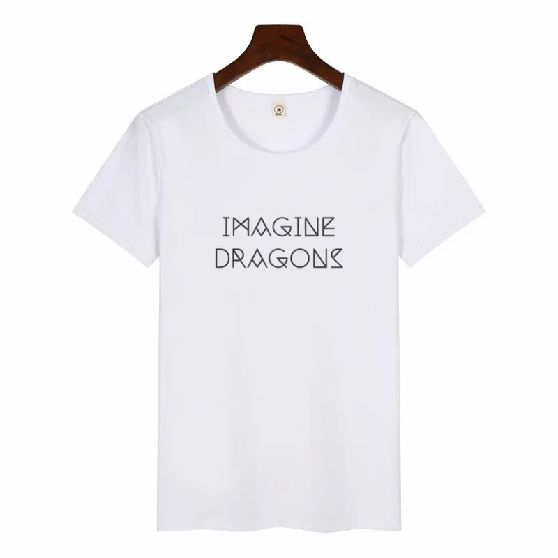 p1413D-white Summer Female Imagine Dragons Korean Style TShirt O-neck Hipster ShortSleeve Tops Unisex Streetwear Graphic Tees Women Harajuku - Цвет: p1413D-white