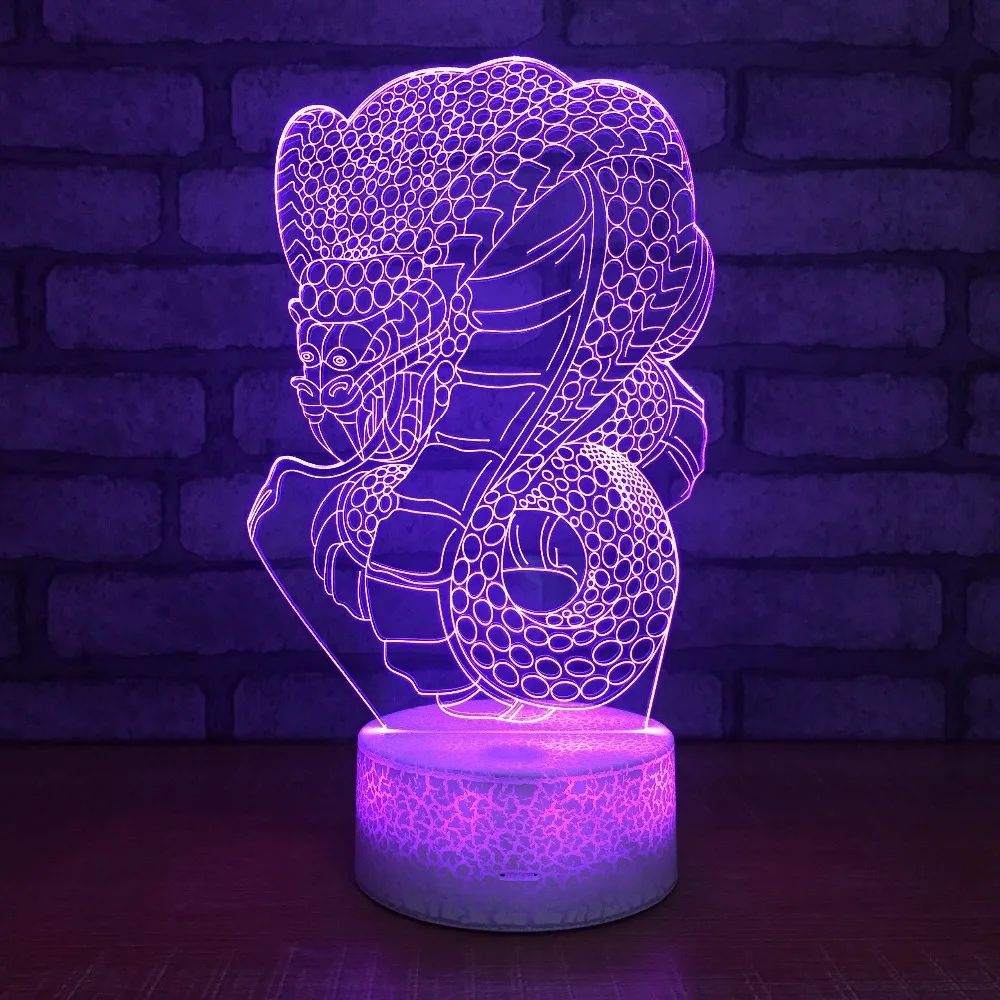Новинка питон Форма Змеи 3D Светодиодная настольная лампа красочные ночные