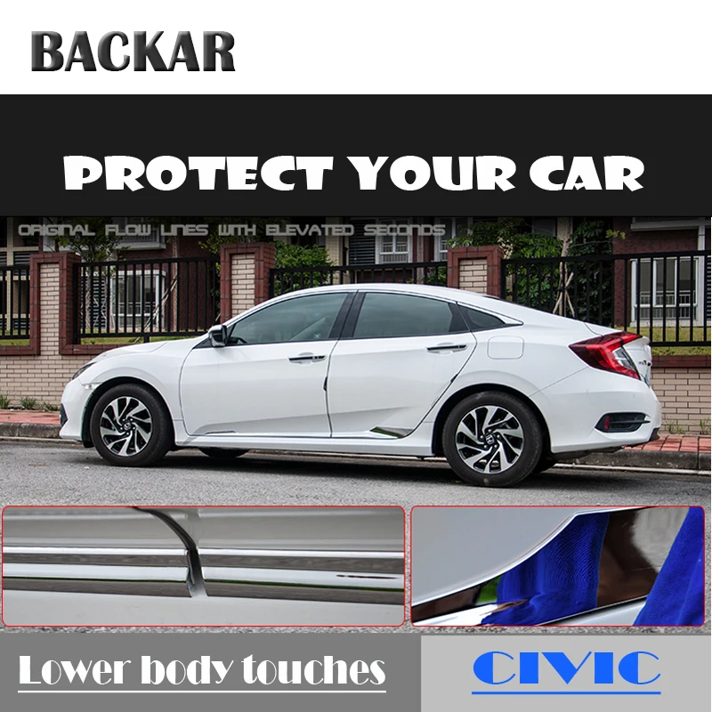 BACKAR автомобильный Стайлинг для Honda Civic 10 2016 2017 Модифицированная нержавеющая сталь