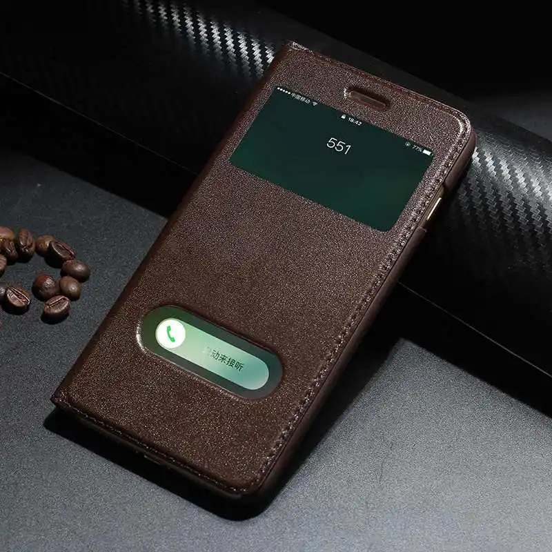 brown Чехол MAKEULIKE из натуральной кожи для Iphone 7 Plus, роскошный Магнитный защитный чехол, чехол с окошком для Iphone 7 Plus, флип-чехол - Цвет: brown