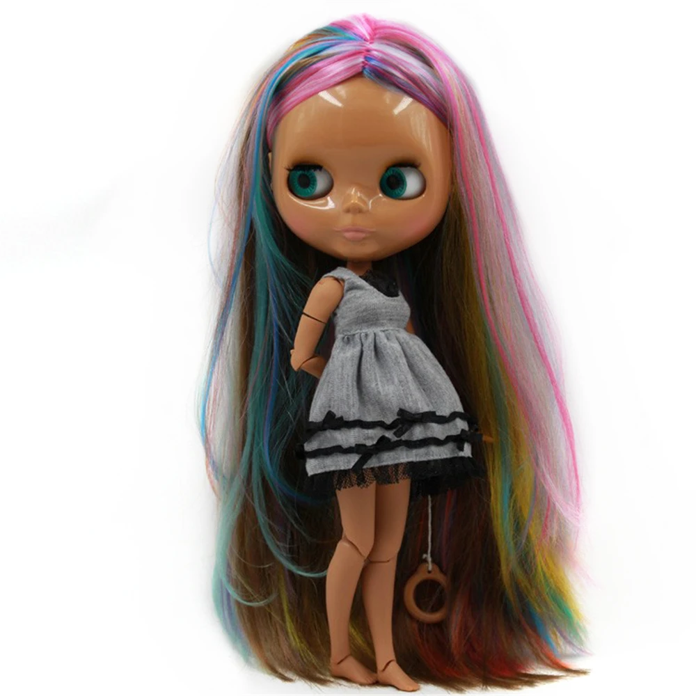Кукла Blyth ICY DBS 1/6 с цветными волосами Центральная вырезка шоколадная темная кожа 4