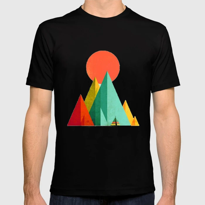 Maiyubo Творческий Книги по искусству узор Mountain & Sun принт Мужская мода футболки