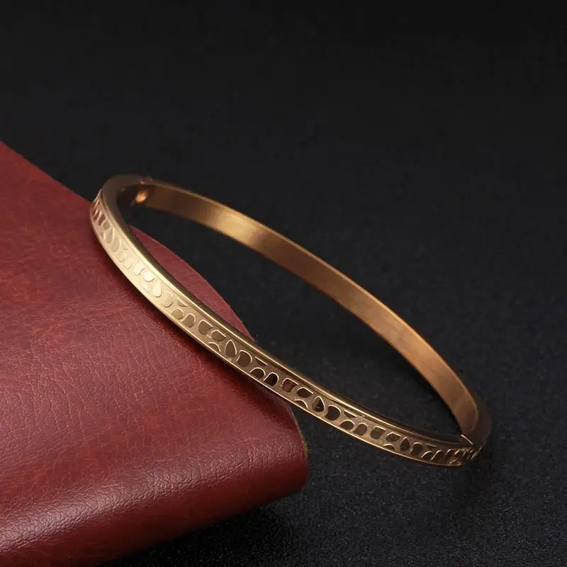 gold style 6 Браслет-манжета из нержавеющей стали для женщин с золотыми цифрами и кристаллами CZ браслет Pulseira Lover's Jewelry Bijoux - Окраска металла: gold style 6