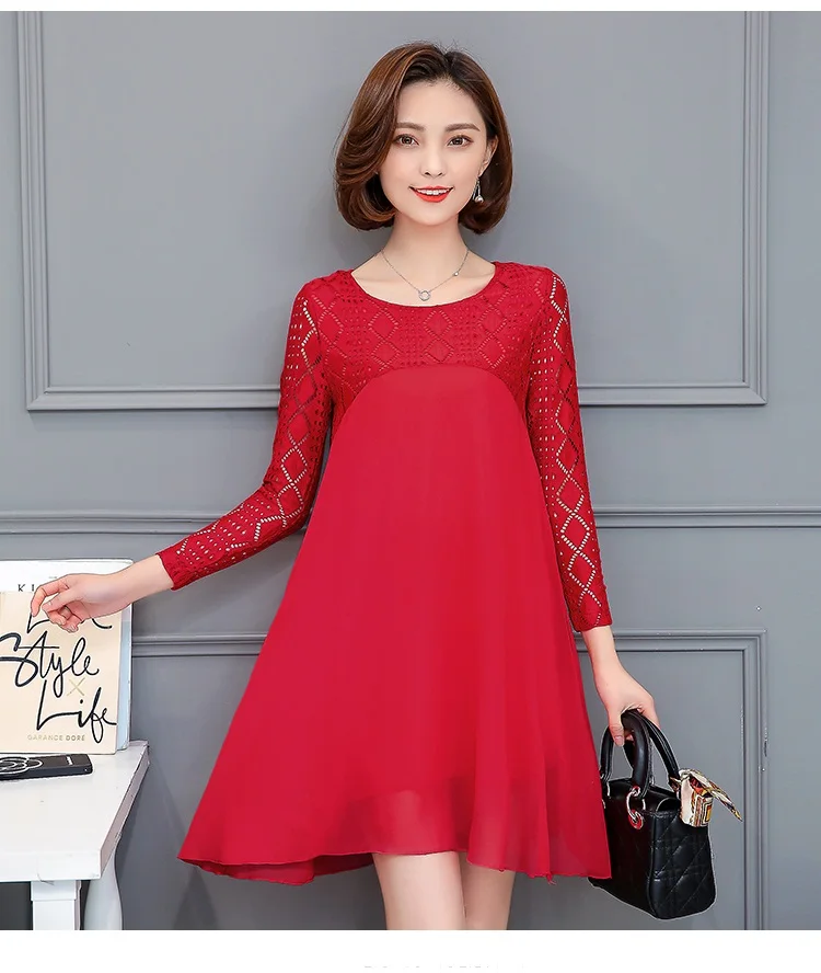 2021 на весну размера плюс для беременных Одежда кружева с длинным рукавом шифон