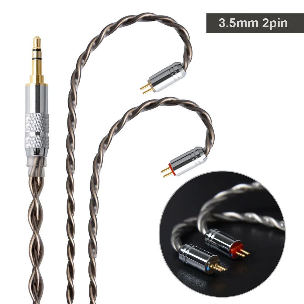 3.5mm plug with 2Pin NICEHCK 7N монокристаллической Медь OCC посеребренный кабель 3,5/2,5/4,4 мм разъем MMCX/2Pin для ZSX C12 TRNV90 NICEHCK NX7 Pro/F3/DB3 - Цвет: 3.5mm plug with 2Pin