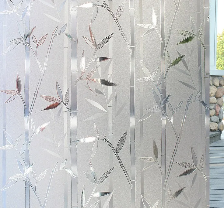 

3D Bamboo Static Glass Window Film Self-adhesive office window Privacy Sticker width 30cm58cm70cm